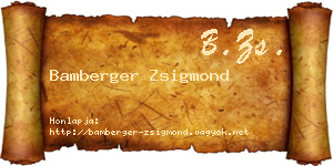 Bamberger Zsigmond névjegykártya